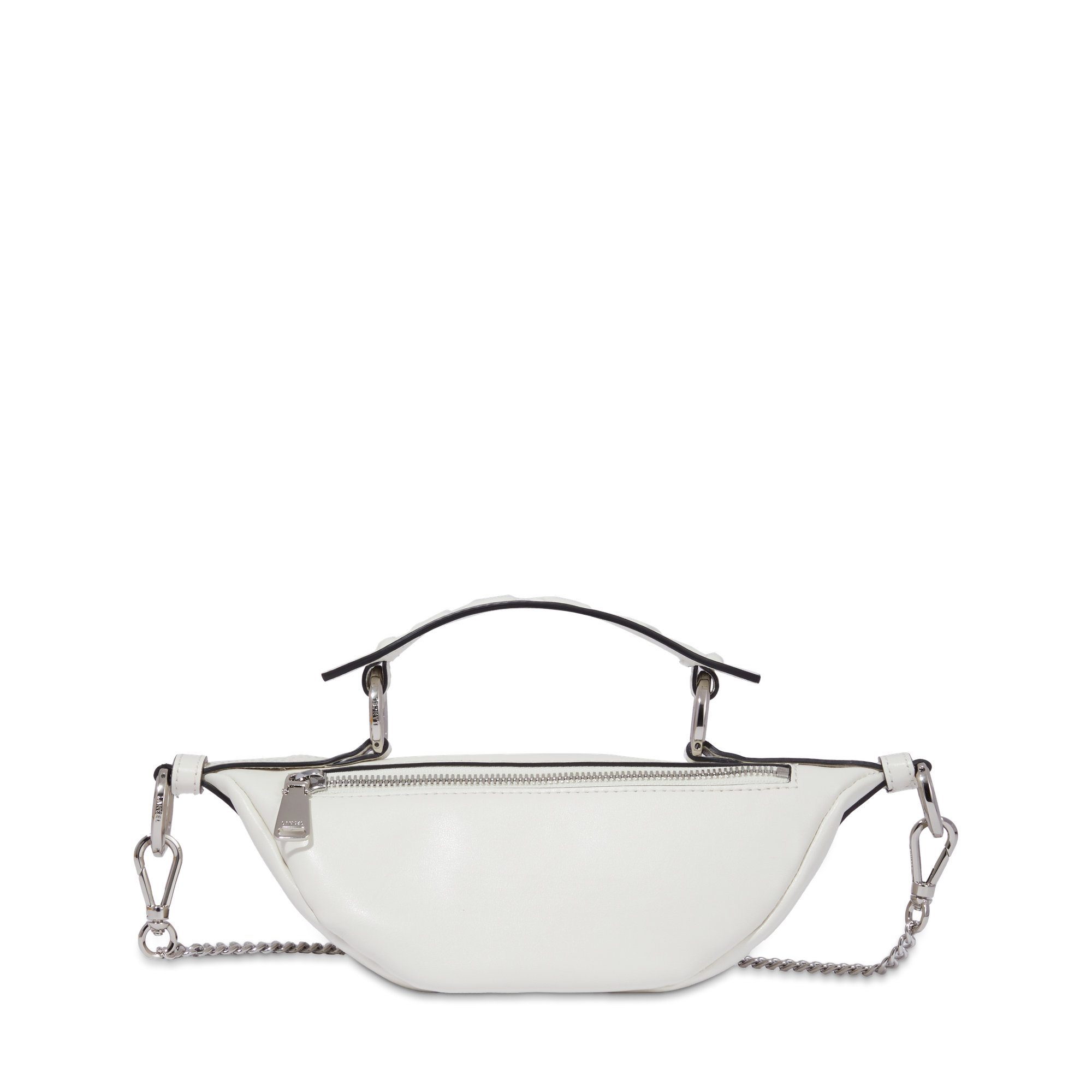Mini sac porté croisé zippé Origami en cuir lisse - Neige