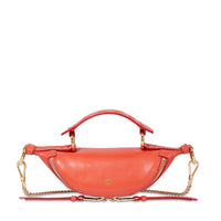 Mini sac porté croisé zippé Origami en cuir lisse - Citrouille