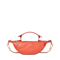 Mini sac porté croisé zippé Origami en cuir lisse - Citrouille