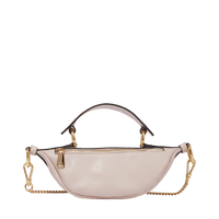 Mini sac porté croisé zippé Origami en cuir lisse - Rose Quartz