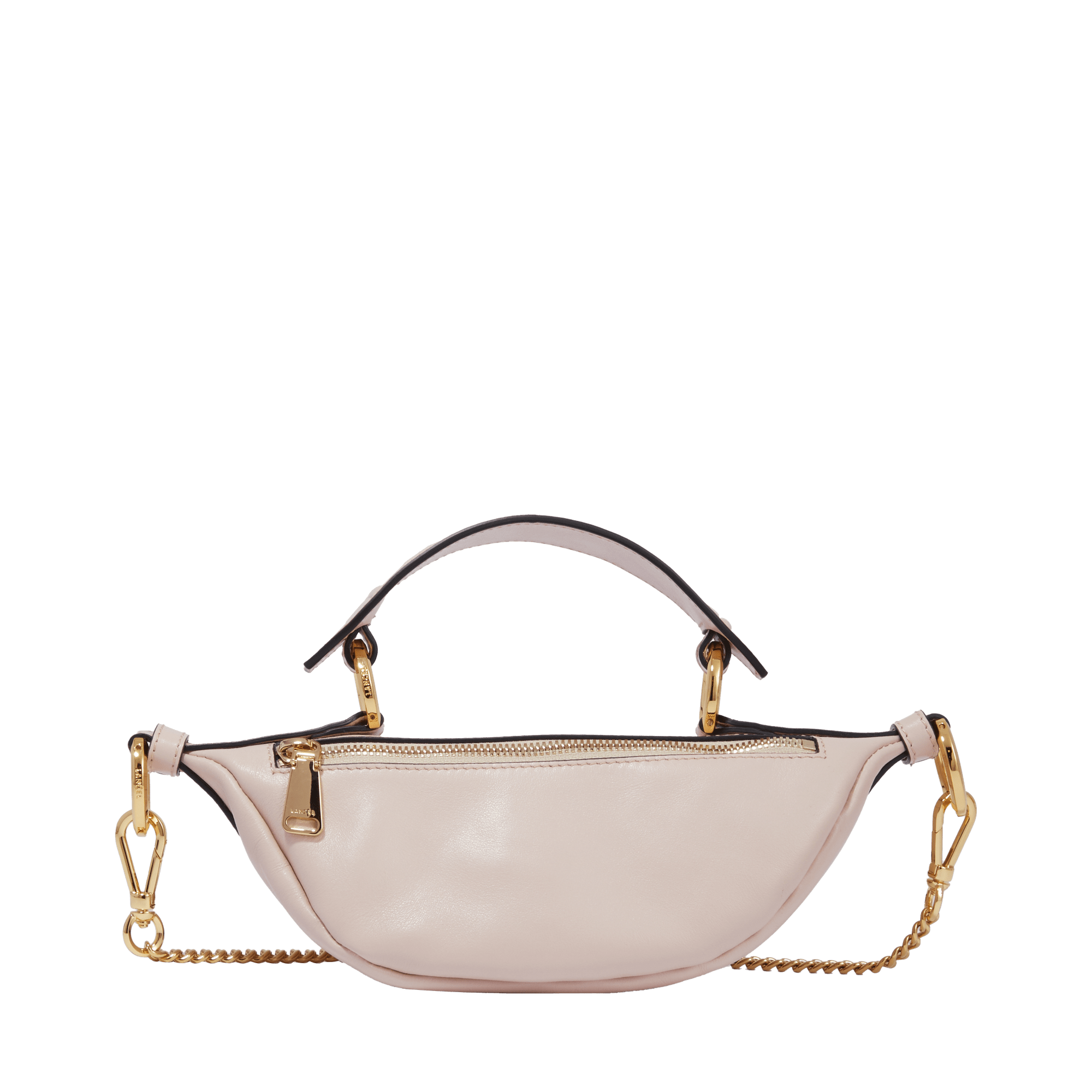 Mini sac porté croisé zippé Origami en cuir lisse - Rose Quartz