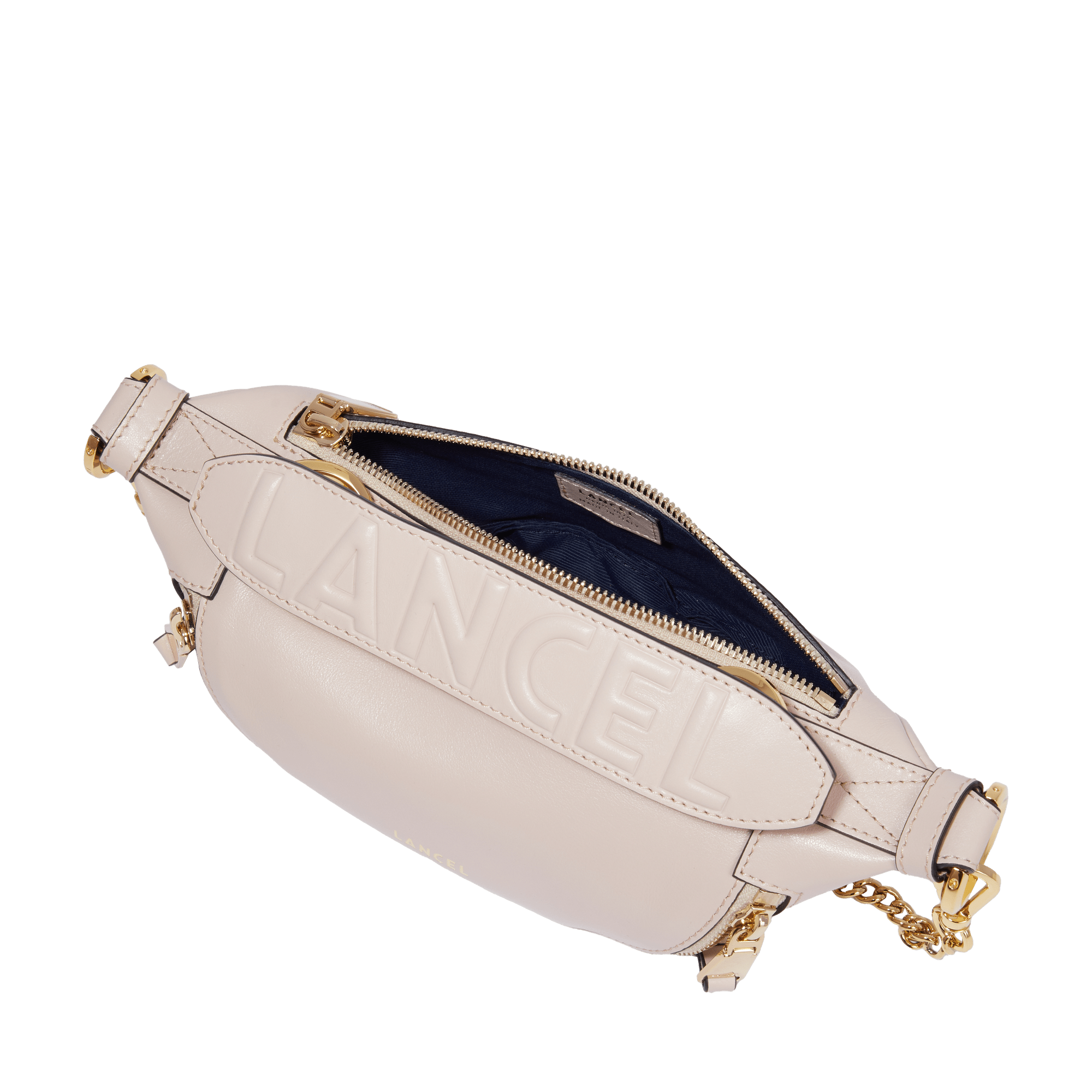 Mini sac porté croisé zippé Origami en cuir lisse - Rose Quartz