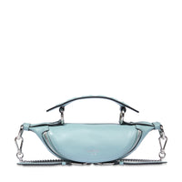 Mini sac porté croisé zippé Origami en cuir lisse - Bleu Poudre