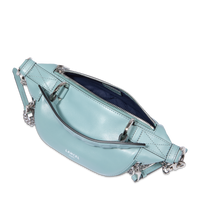 Mini sac porté croisé zippé Origami en cuir lisse - Bleu Poudre