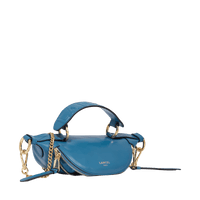 Mini sac porté croisé zippé Origami en cuir lisse - Bleu Vague