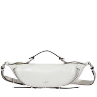 Sac porté croisé zippé S Origami en cuir - Neige