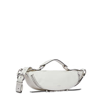 Sac porté croisé zippé S Origami en cuir - Neige