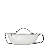 Sac porté croisé zippé S Origami en cuir - Neige