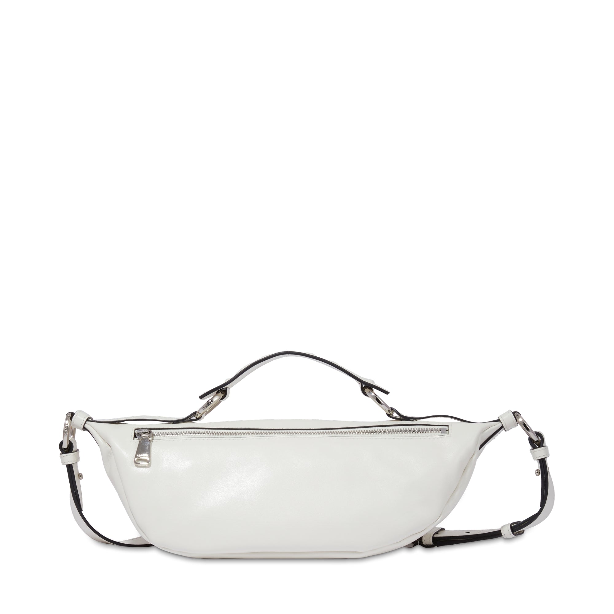 Sac porté croisé zippé S Origami en cuir - Neige