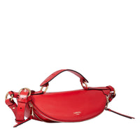Sac porté croisé zippé S Origami en cuir - Rouge Baiser