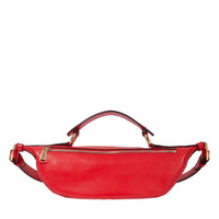 Sac porté croisé zippé S Origami en cuir - Rouge Baiser
