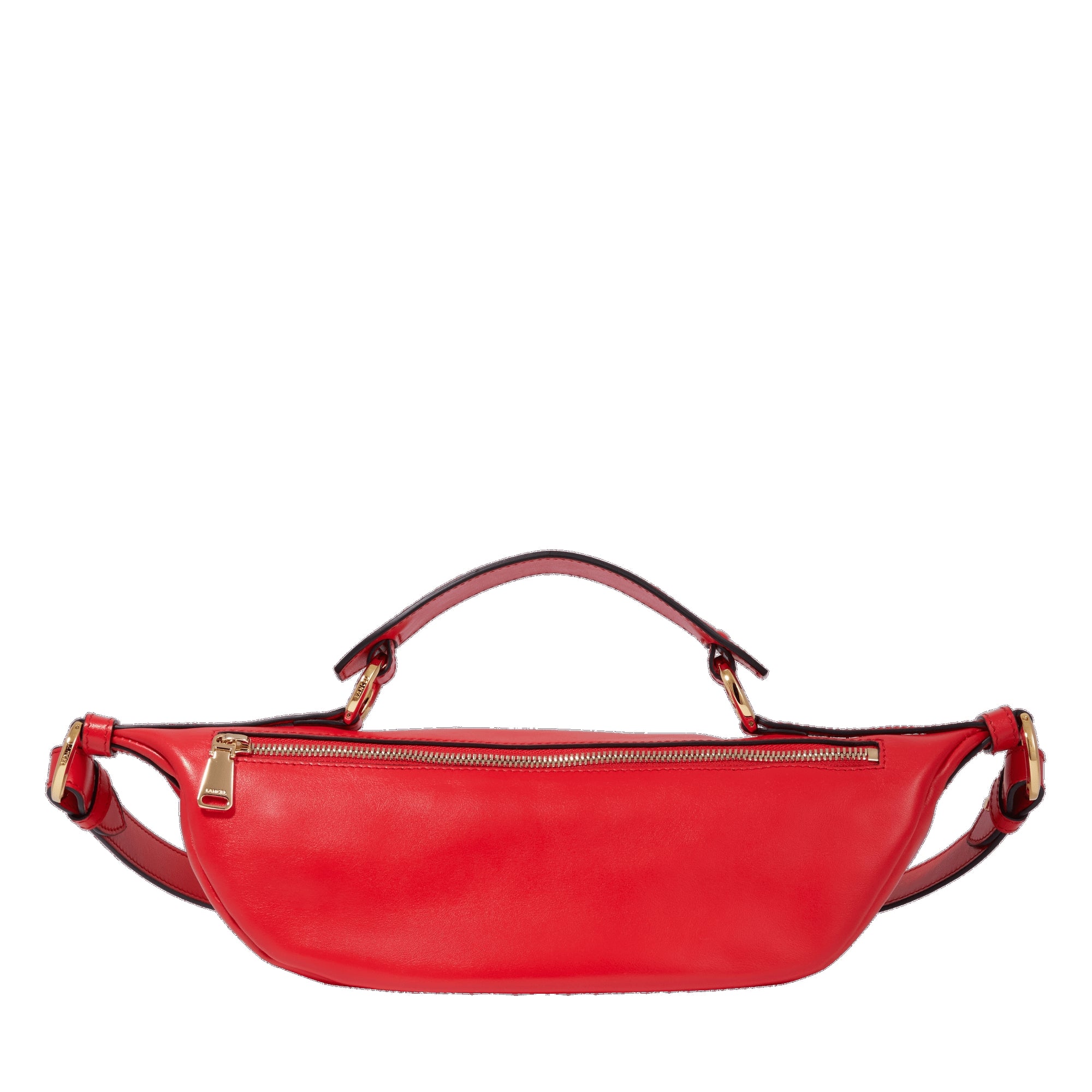 Sac porté croisé zippé S Origami en cuir - Rouge Baiser