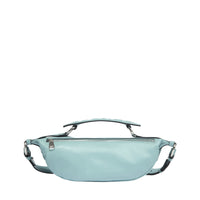 Sac porté croisé zippé Origami S en cuir lisse - Bleu Poudre