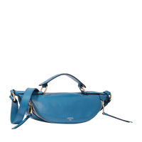 Sac porté croisé zippé Origami S en cuir lisse - Bleu Vague