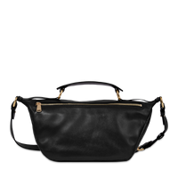 Sac porté croisé zippé Origami M en cuir lisse - Noir