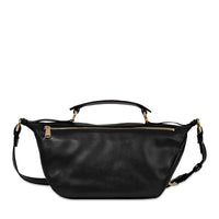 Sac porté croisé zippé M Origami en cuir lisse - Noir