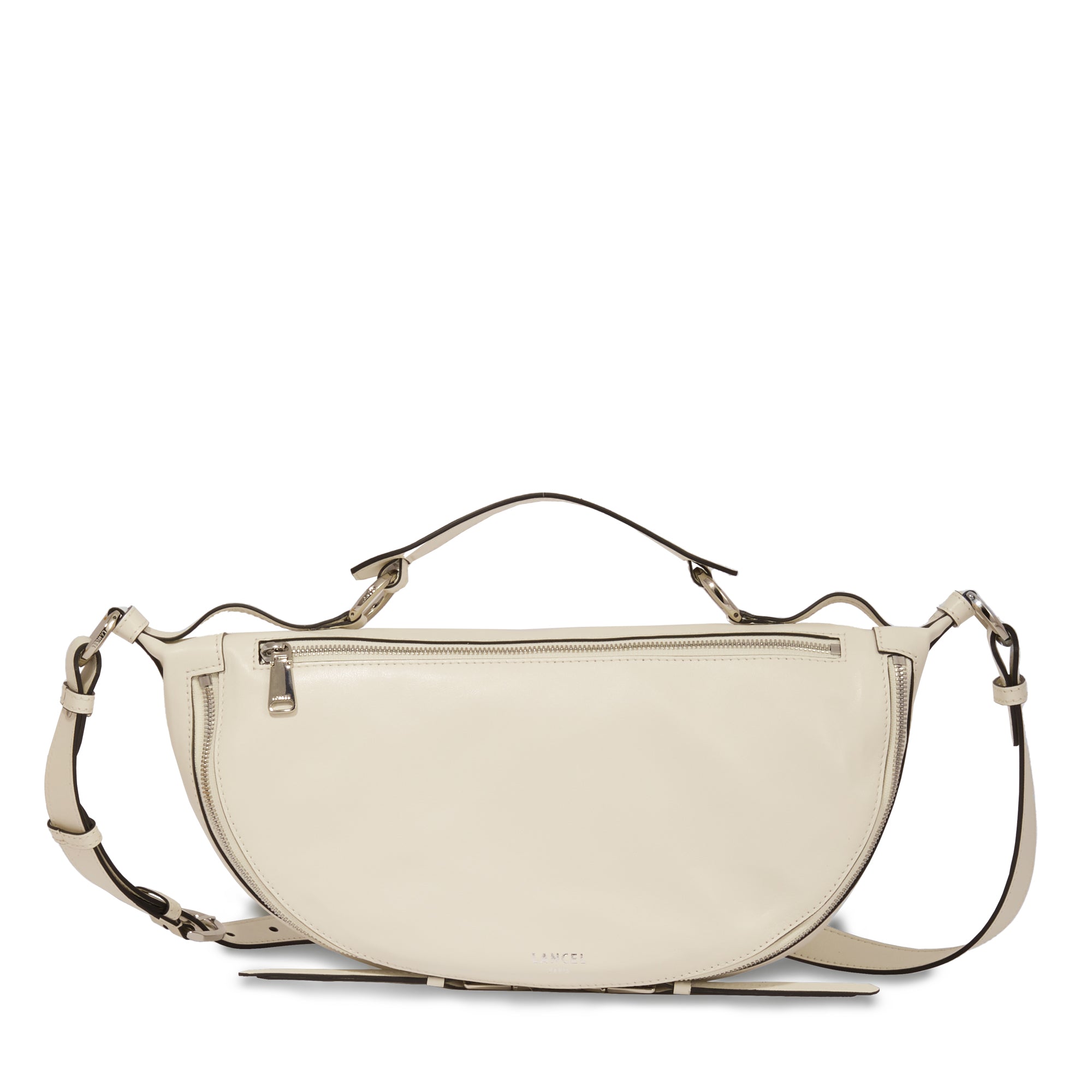 Sac porté croisé zippé Origami M en cuir lisse - Dune