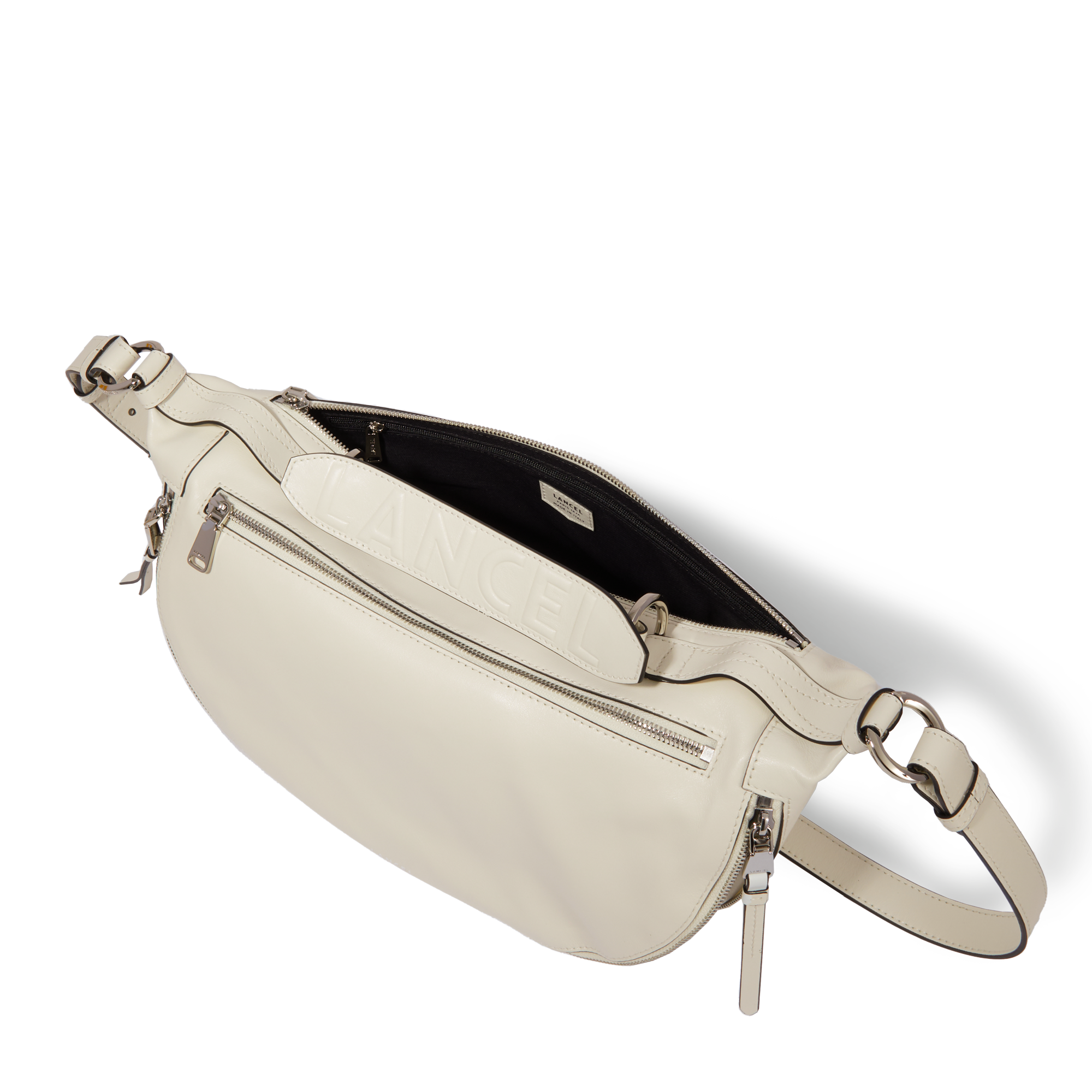 Sac porté croisé zippé Origami M en cuir lisse - Dune