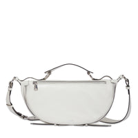 Sac porté croisé zippé Origami M en cuir lisse - Neige