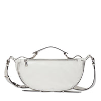 Sac porté croisé zippé M Origami en cuir lisse - Neige