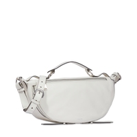 Sac porté croisé zippé Origami M en cuir lisse - Neige