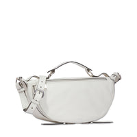Sac porté croisé zippé M Origami en cuir lisse - Neige