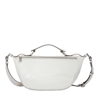 Sac porté croisé zippé Origami M en cuir lisse - Neige