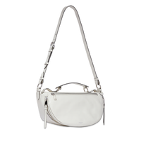 Sac porté croisé zippé Origami M en cuir lisse - Neige
