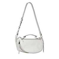 Sac porté croisé zippé M Origami en cuir lisse - Neige