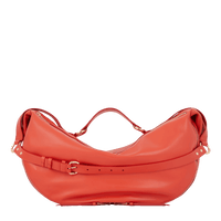 Sac porté épaule zippé Origami L en cuir lisse - Citrouille