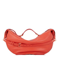 Sac porté épaule zippé L Origami en cuir lisse - Citrouille