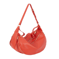 Sac porté épaule zippé Origami L en cuir lisse - Citrouille