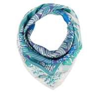 Carré de soie 90 à motifs Pivoine Optical en soie - Multico Émeraude