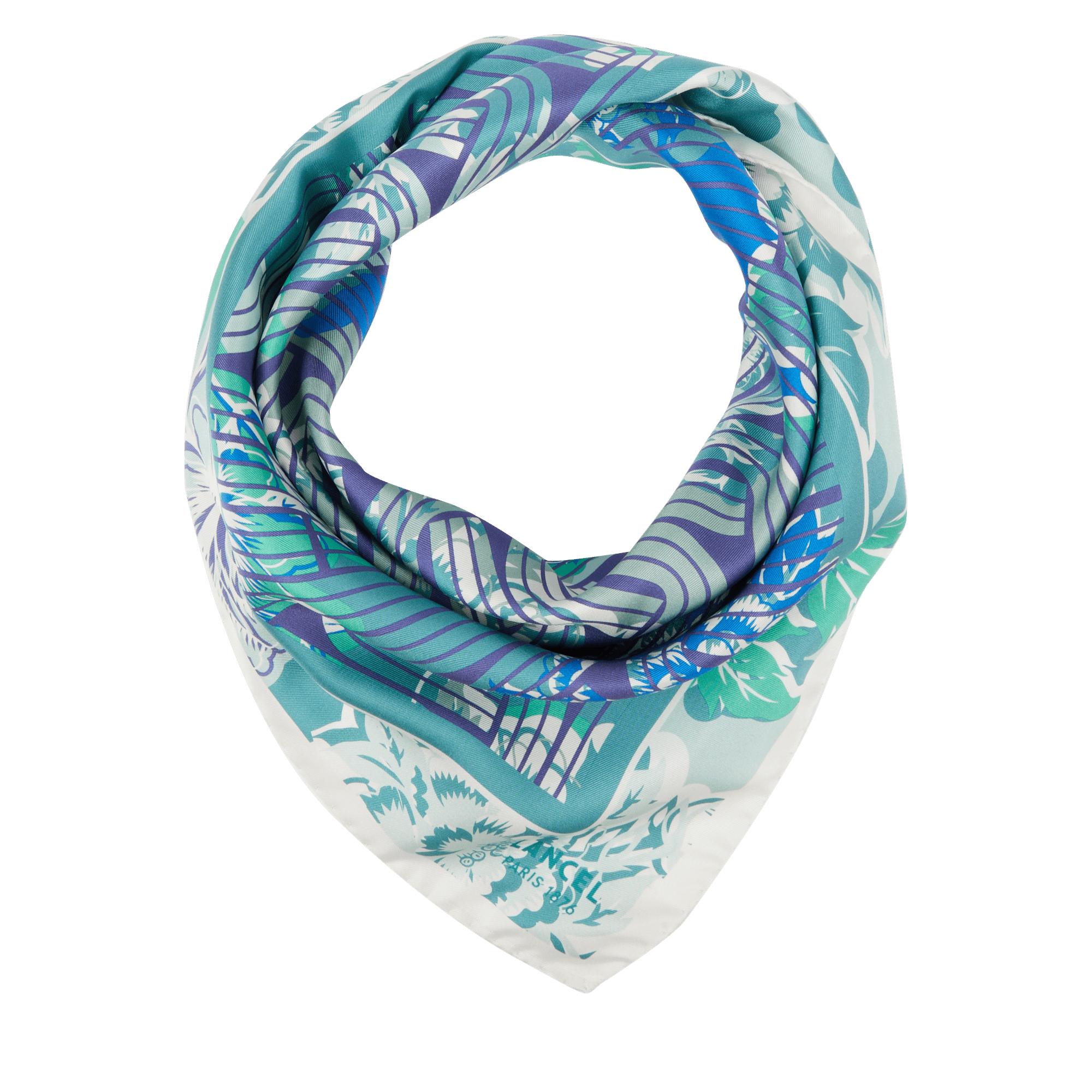 Carré de soie 90 à motifs Pivoine Optical en soie - Multico Émeraude