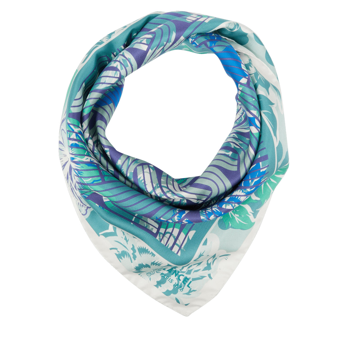 90 silk square with an Optical Peony pattern - Multico Émeraude