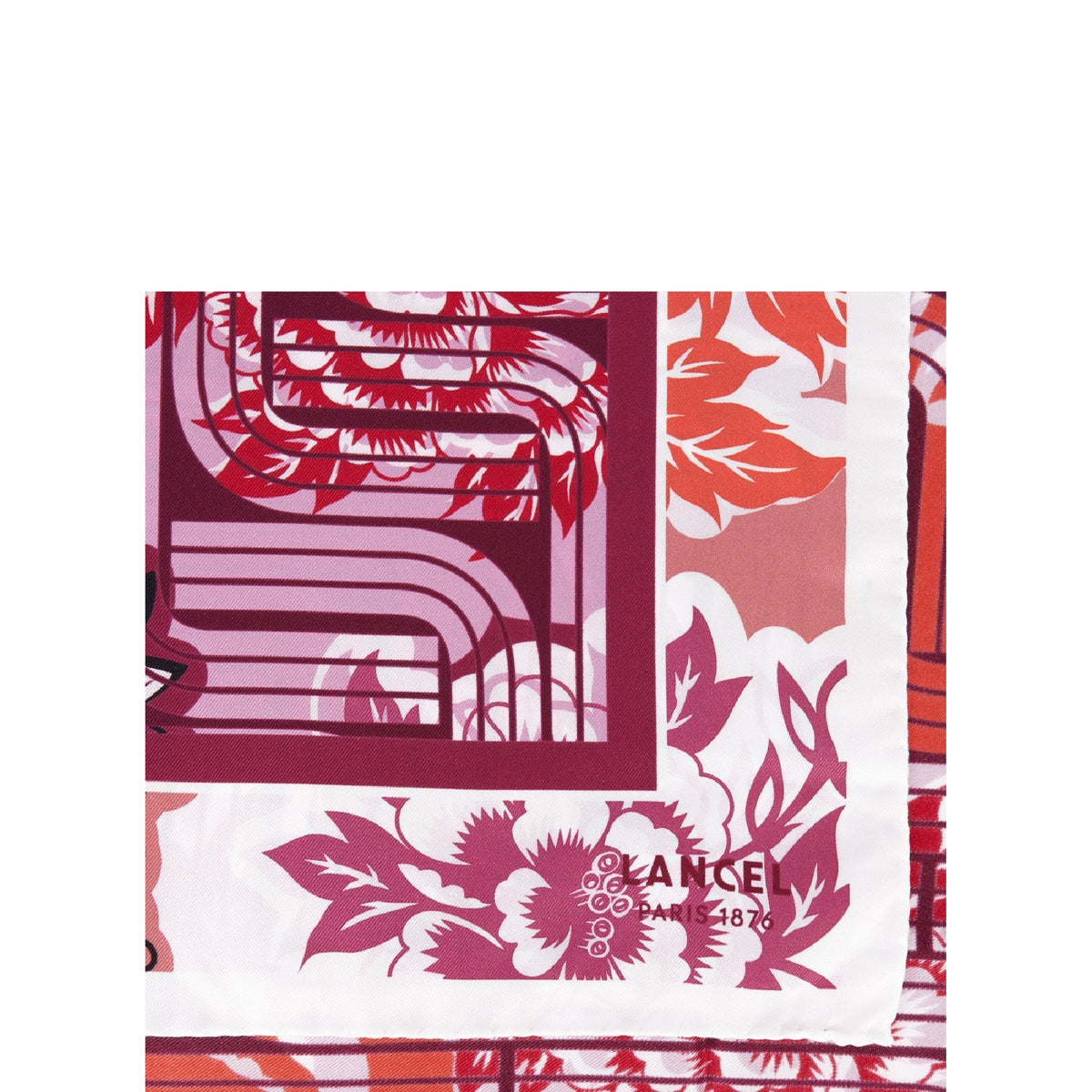 Carré à motifs Pivoine Optical 90 en soie - Multico Rose Cerise