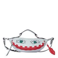 Sac porté croisé zippé S Origami en cuir lisse - Multicolore brume