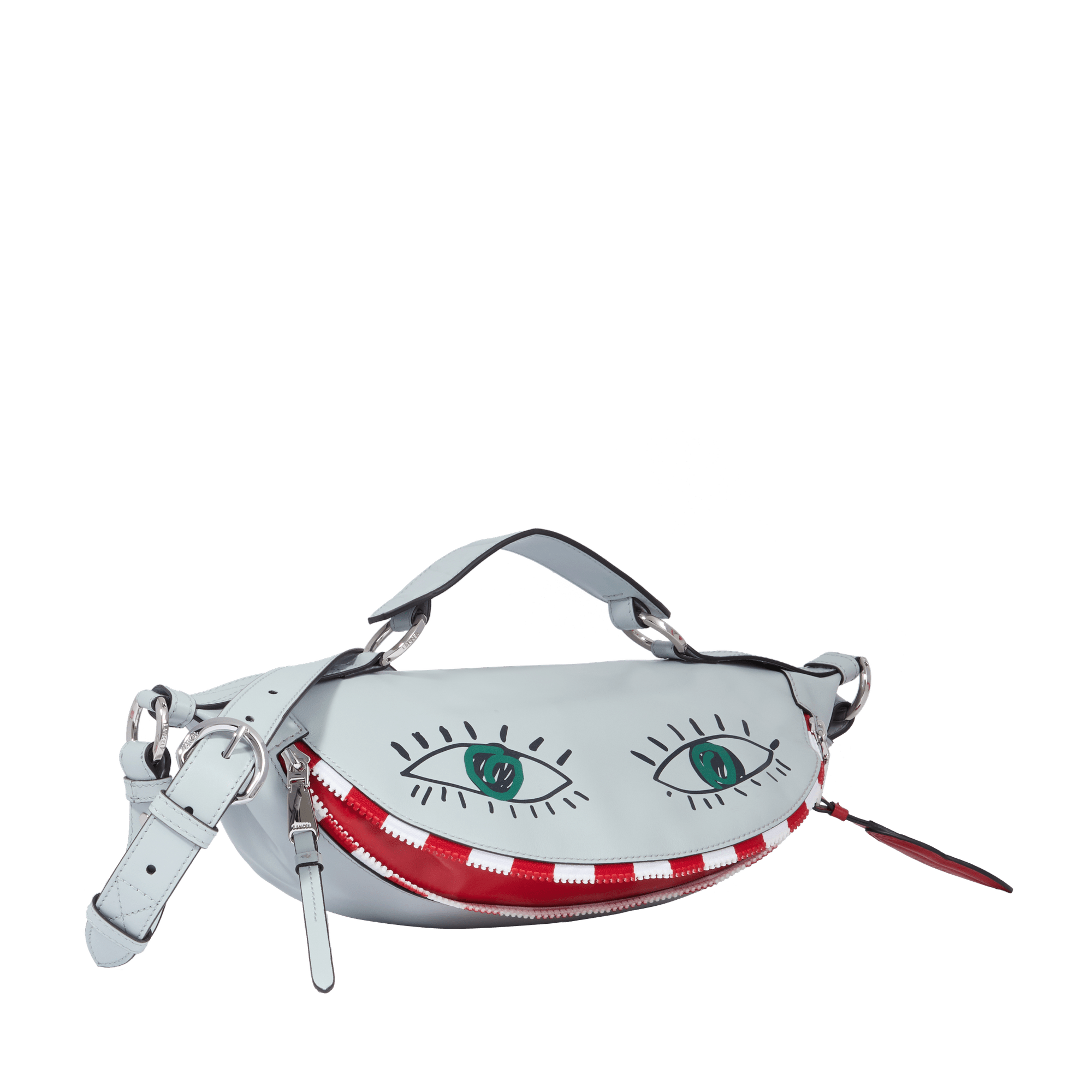 Sac porté croisé zippé Origami S en cuir lisse - Multico Brume