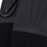 Gants bi matières en cuir grainé - Noir
