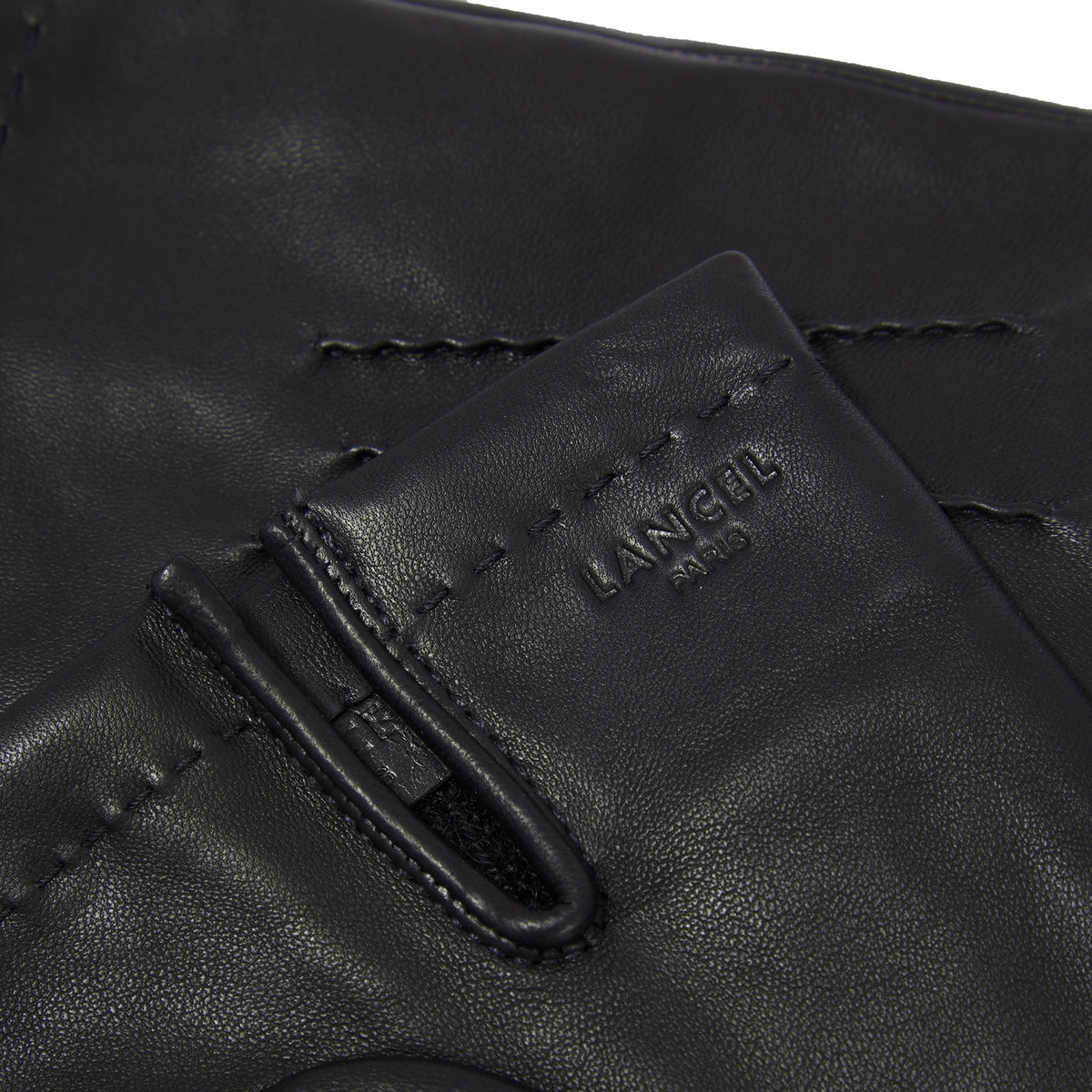 Stitched smooth leather gloves - Black