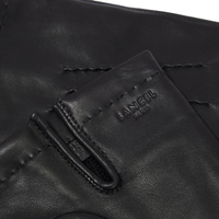 Gants surpiqués en cuir lisse - Noir