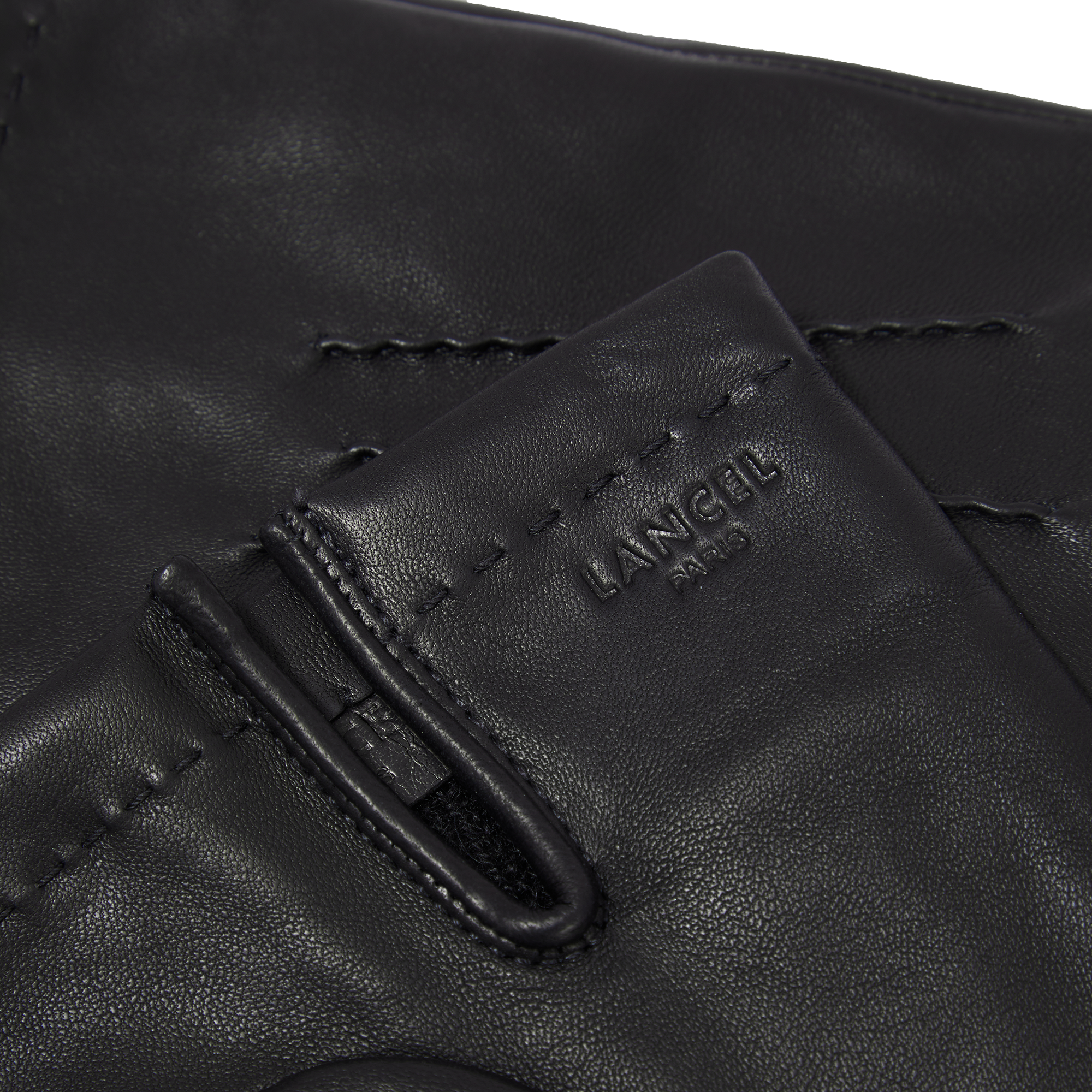 Gants surpiqués en cuir lisse - Noir