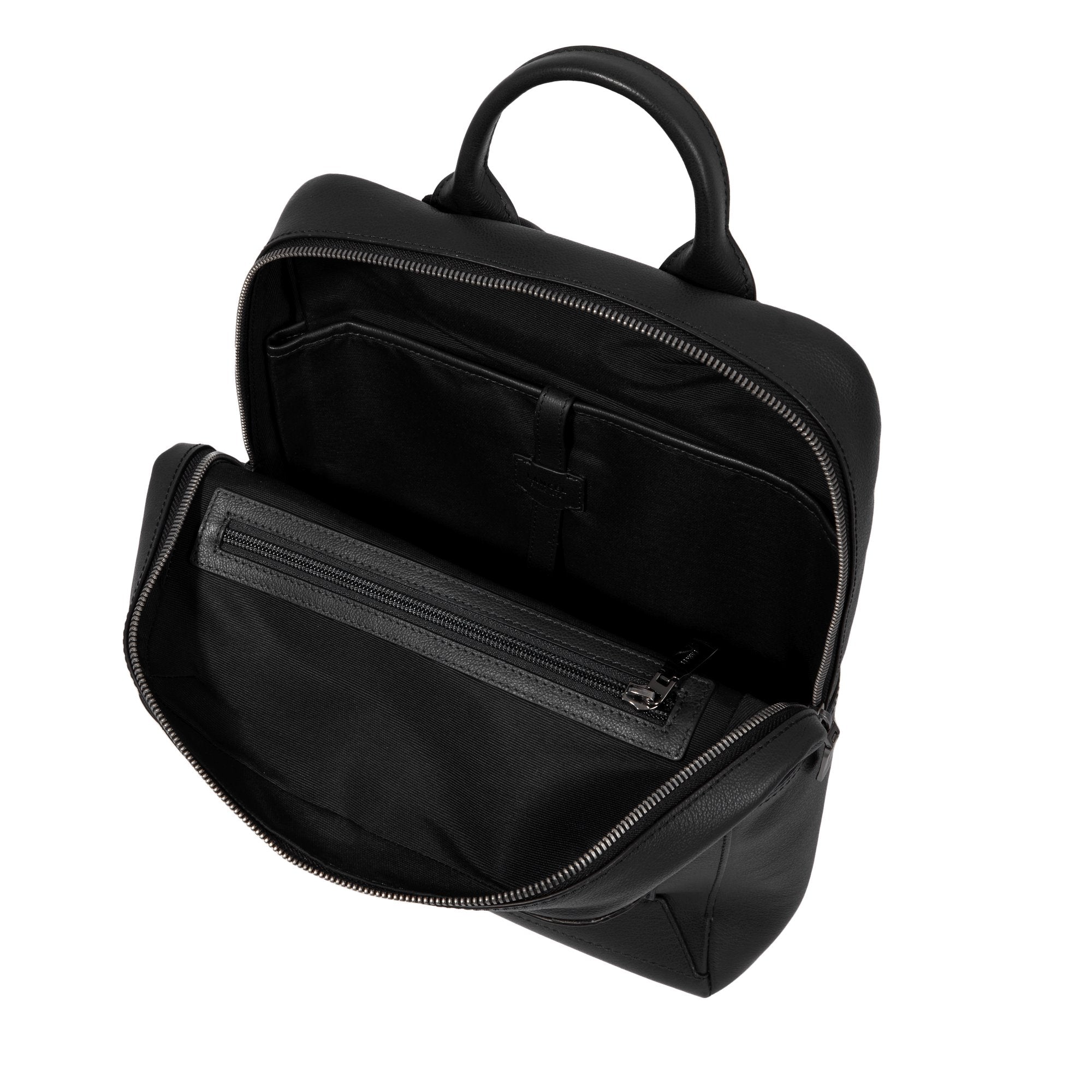 Sac à dos zippé 1 compartiment Neo Nomade en cuir - Noir