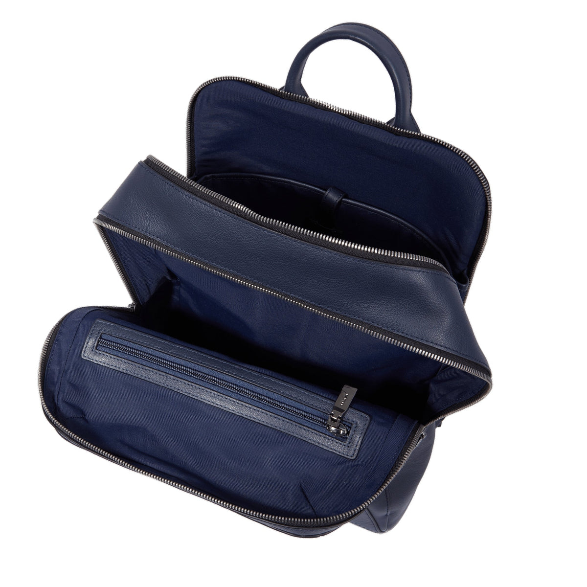 Neo Nomade 2-compartment zipped leather rucksack - Midnight Blue