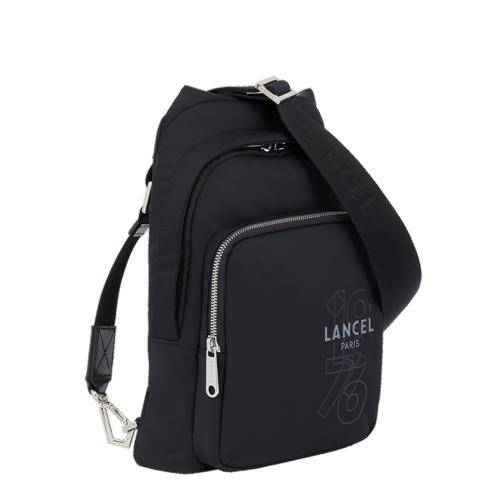 Sac à dos Léo bandoulière en toile - Noir