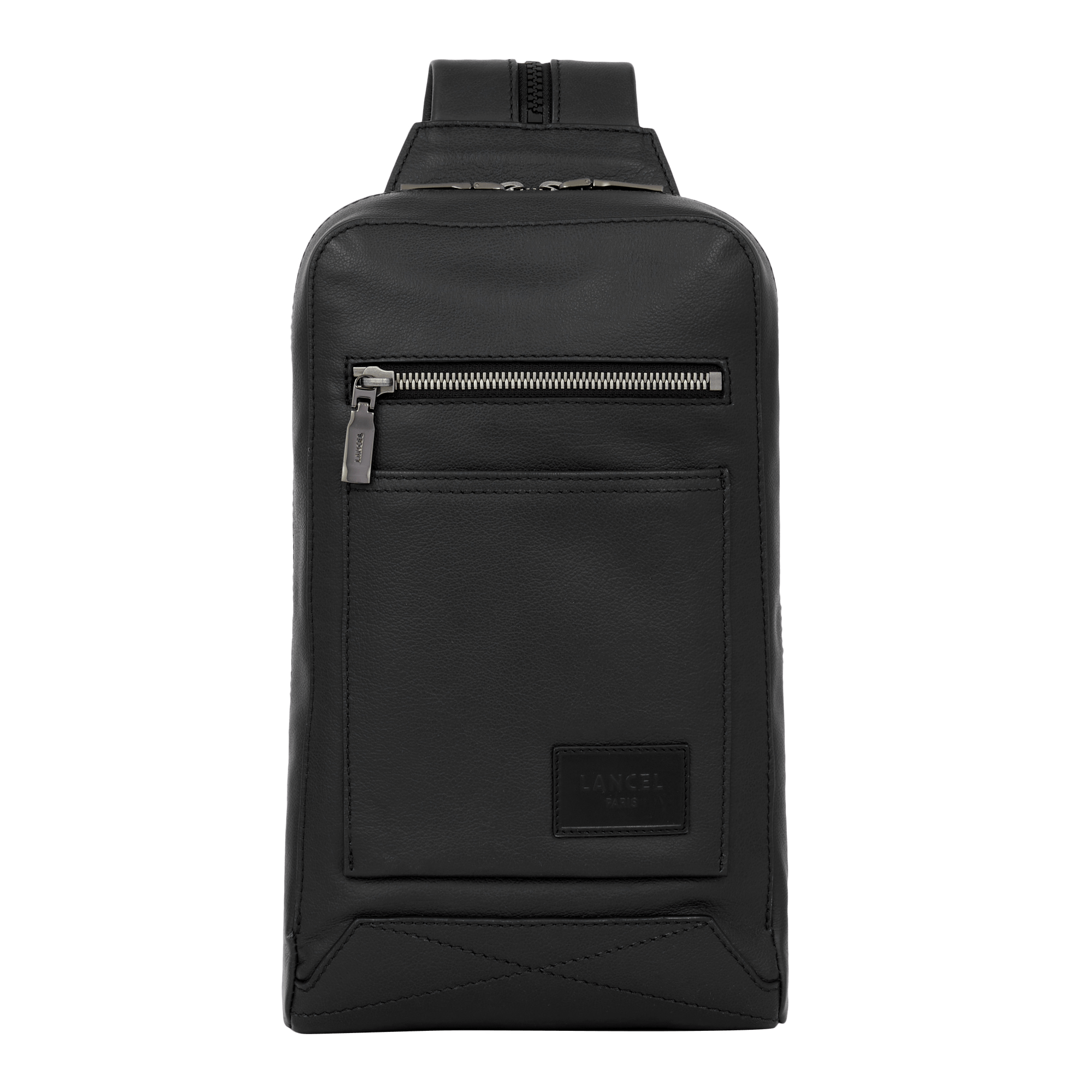 Sac à dos bandoulière Néo Nomade en cuir lisse - Noir