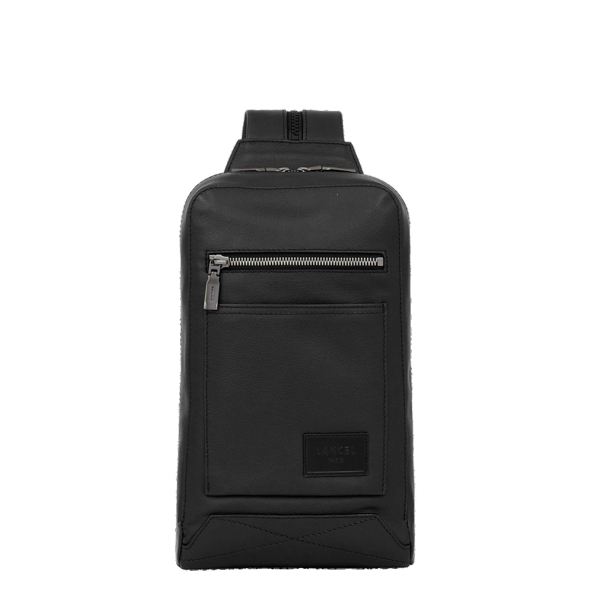Sac à dos bandoulière Néo Nomade en cuir lisse - Noir