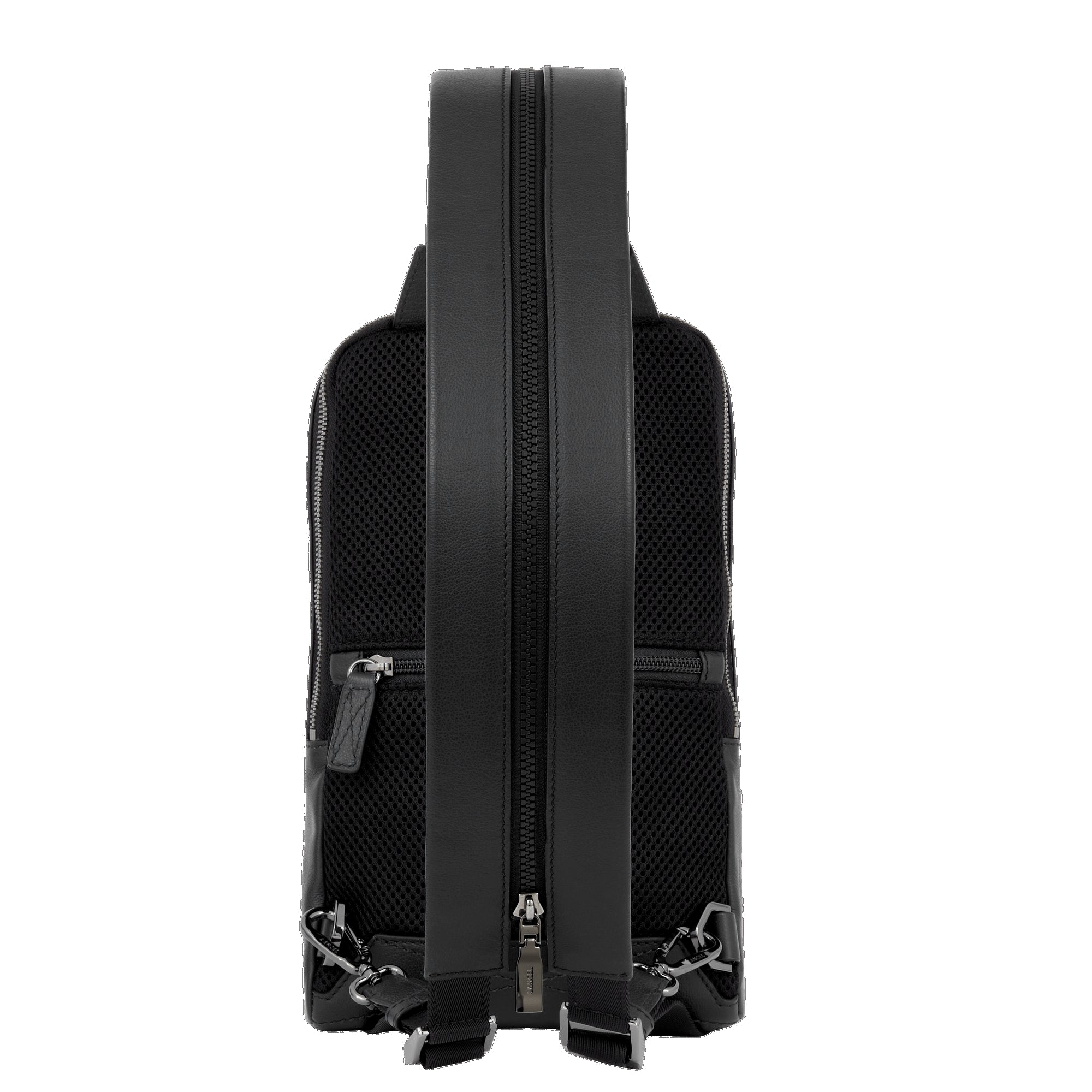 Sac à dos bandoulière Néo Nomade en cuir lisse - Noir