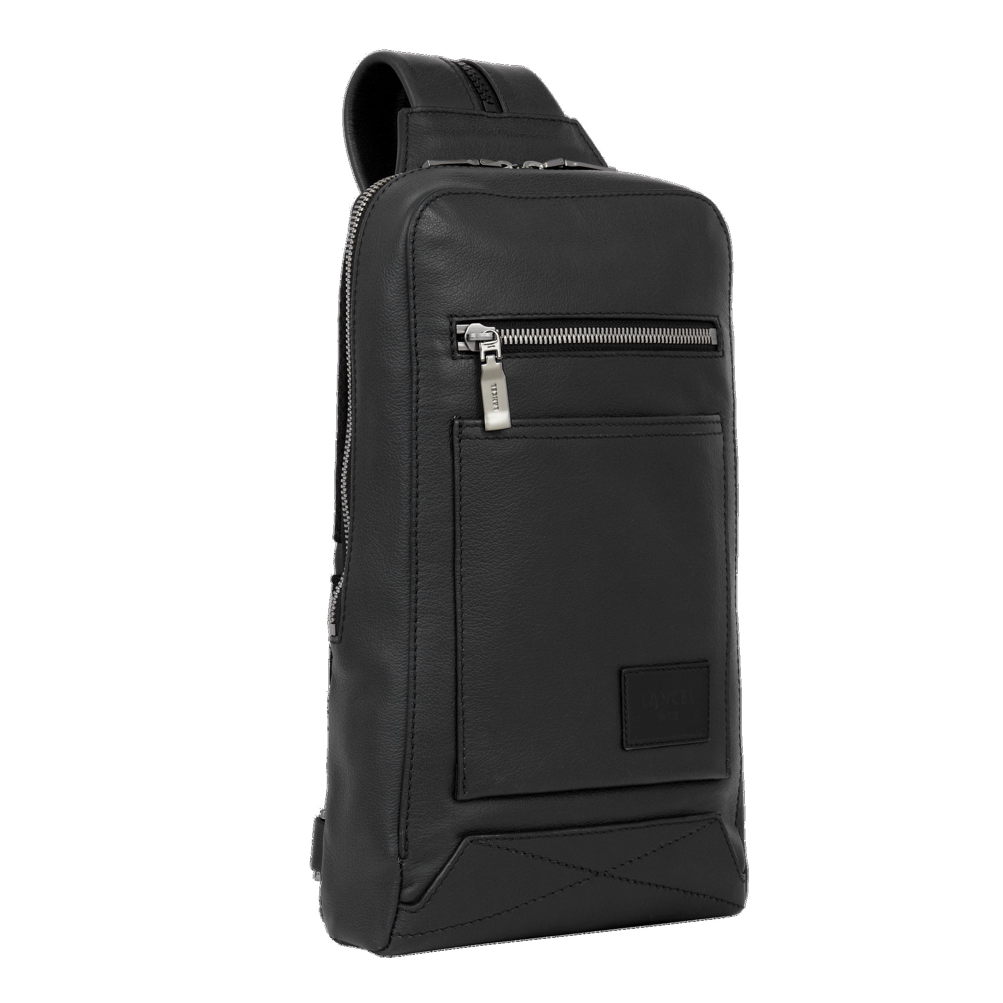 Sac à dos bandoulière Néo Nomade en cuir lisse - Noir