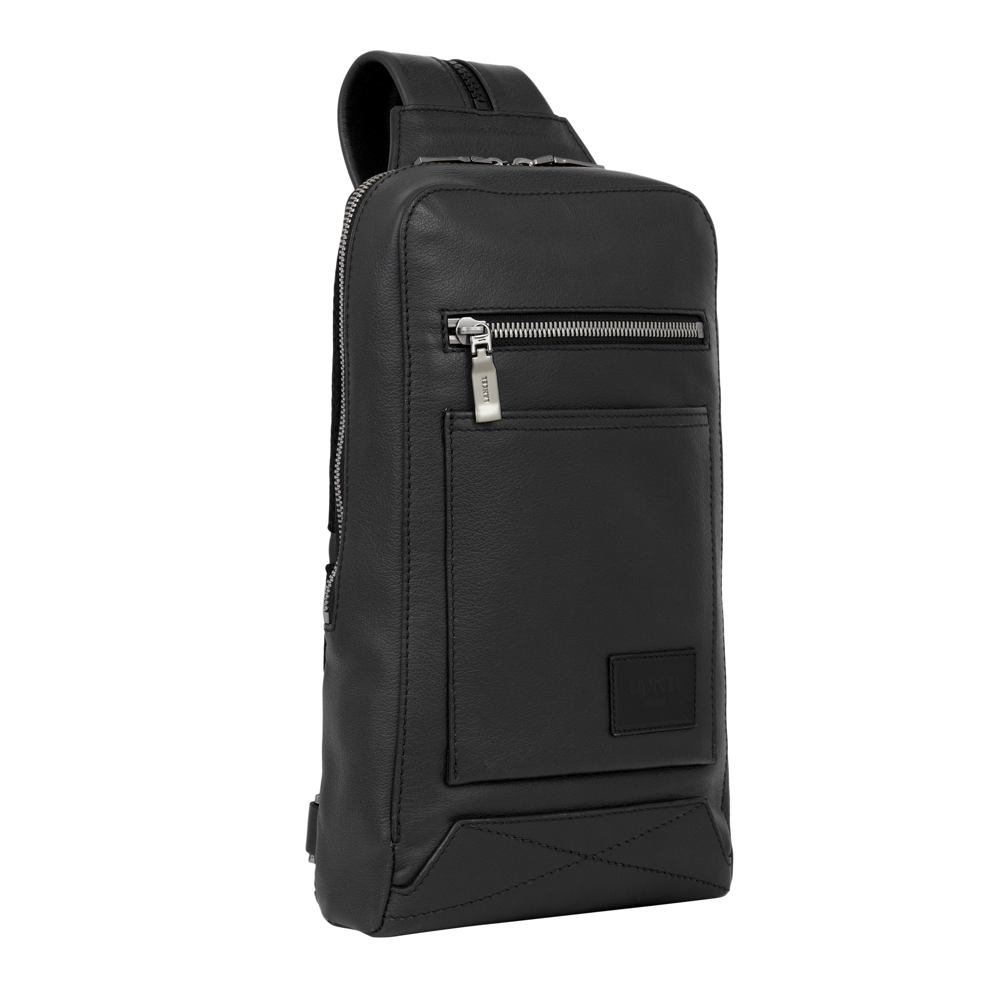 Sac à dos bandoulière Néo Nomade en cuir lisse - Noir